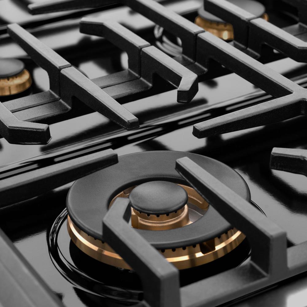 ZLINE 48-inch Black Stainless Steel Gas Rangetop with 8 Brass Burners & Porcelain Cooktop - Professional SRTB BR 48 Range for Home Kitchen, Restaurant Style Cooking, and Gourmet Meal Preparation