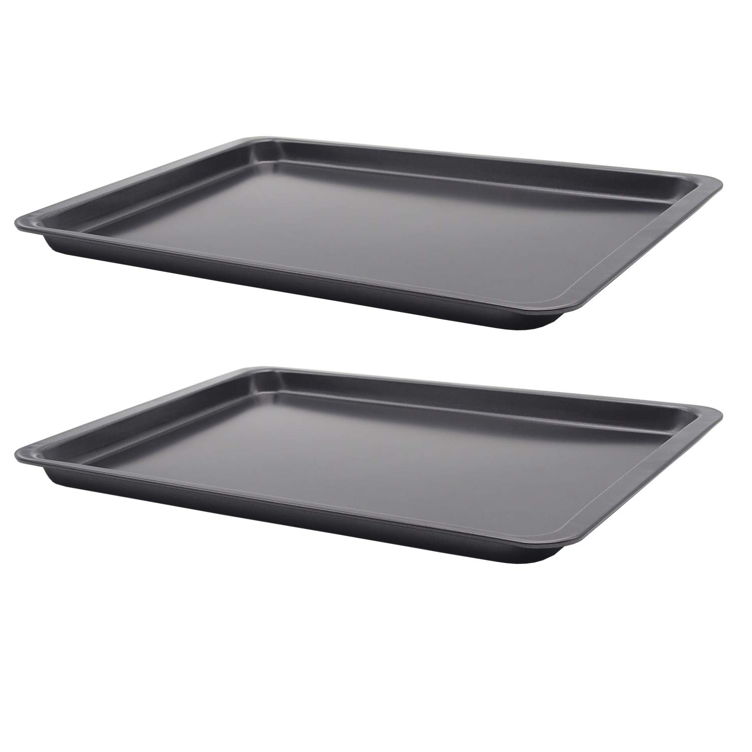 2-Pack Nonstick Carbon Steel Baking Sheets - 10x14.5 Inch Cookie Pans (9x13 Inch Inner) - Heavy Duty Commercial Grade Bakeware for Cookies, Pizza, Roasting Veggies & Sheet Cake Baking