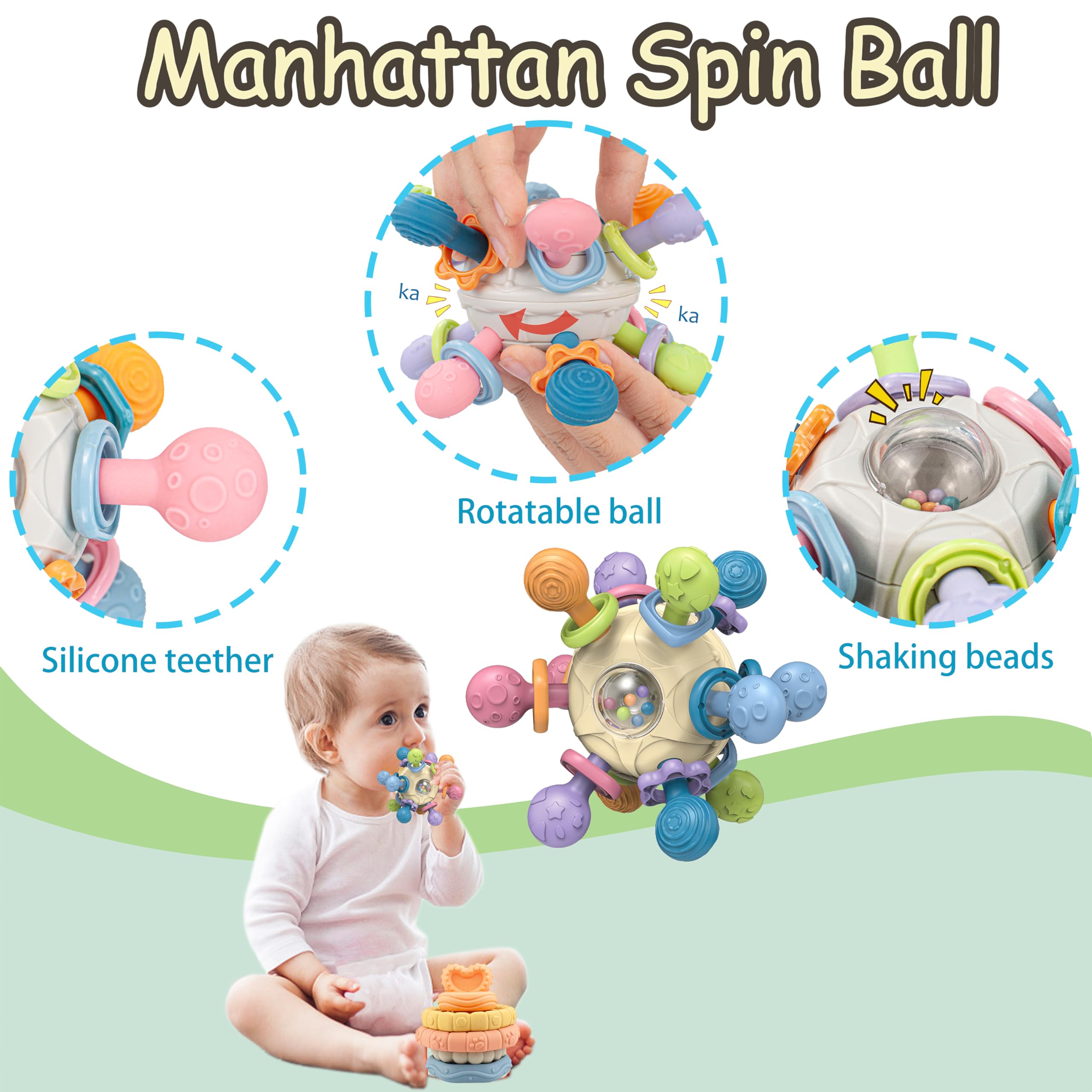 Montessori Baby Toys 0-18 Months - Pull String Toy, Shape Sorter, Stacking Blocks, Manhattan Ball & Building Blocks - Educational Learning Toys for Infants & Toddlers - Perfect for Early Development, Sensory Play & Motor Skills