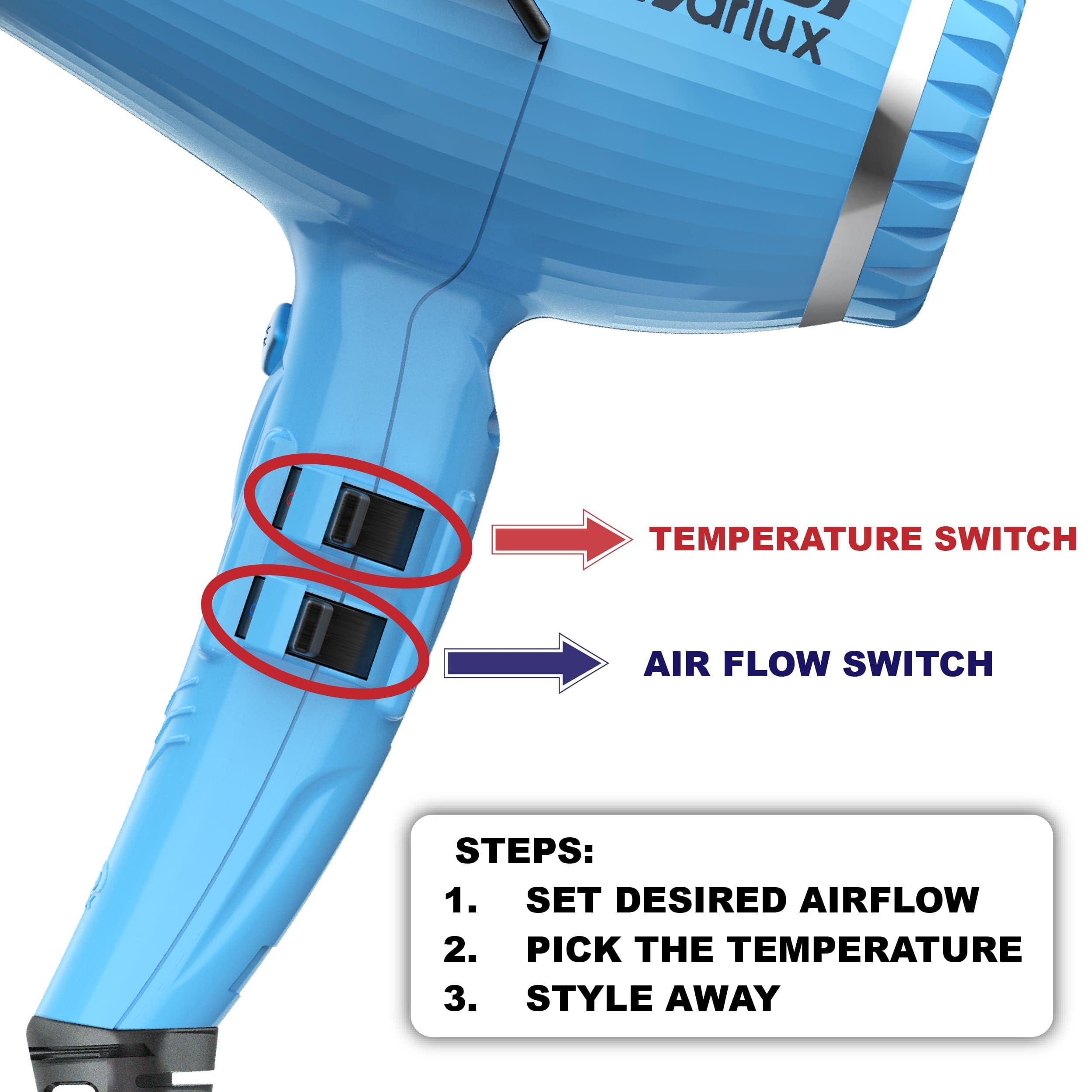 Parlux Alyon Yellow Professional Hair Dryer with Metal Mesh Diffuser - Lightweight Ionic Blow Dryer for Fast Drying & Frizz-Free Salon Results - Perfect for Home Use, Travel & Styling Salon-Quality Hair