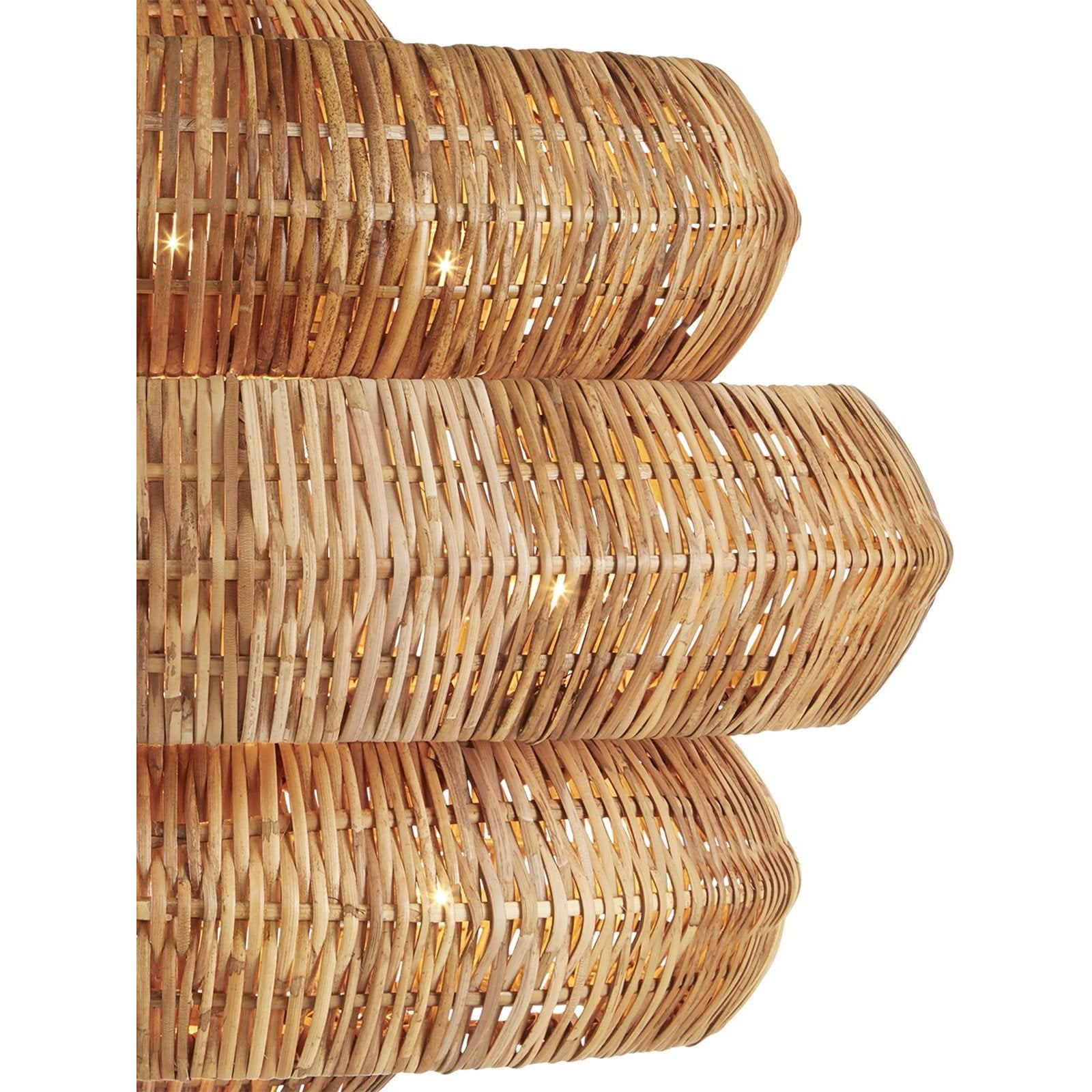 Antibes Medium Natural Chandelier - Elegant Rattan Pendant Light Fixture for Dining Room, Bedroom, or Living Room Decor