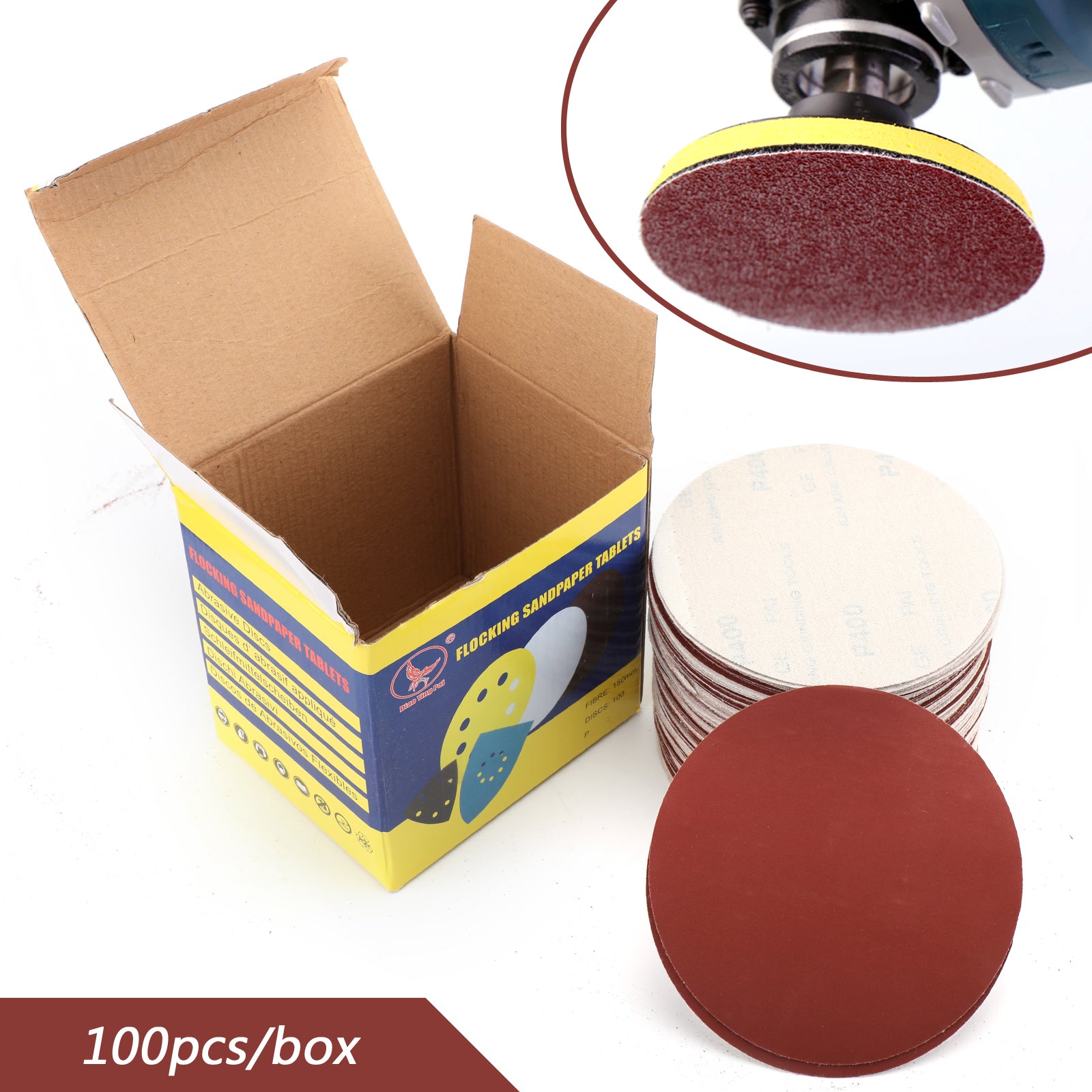 100PCS 6-Inch Hook & Loop Sanding Discs, 40-2000 Grit Sandpaper Sheets for Woodworking, Metal Polishing & Automotive Sanding - Multi-Purpose Abrasive Discs for Orbital Sanders