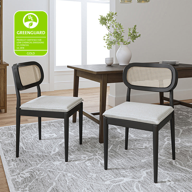 Konstantin Modern Solid Wood Dining Chairs with Rattan Backrest - Set of 2 - Perfect for Kitchen, Dining Room, and Breakfast Nook - Eco-Friendly Home Furniture