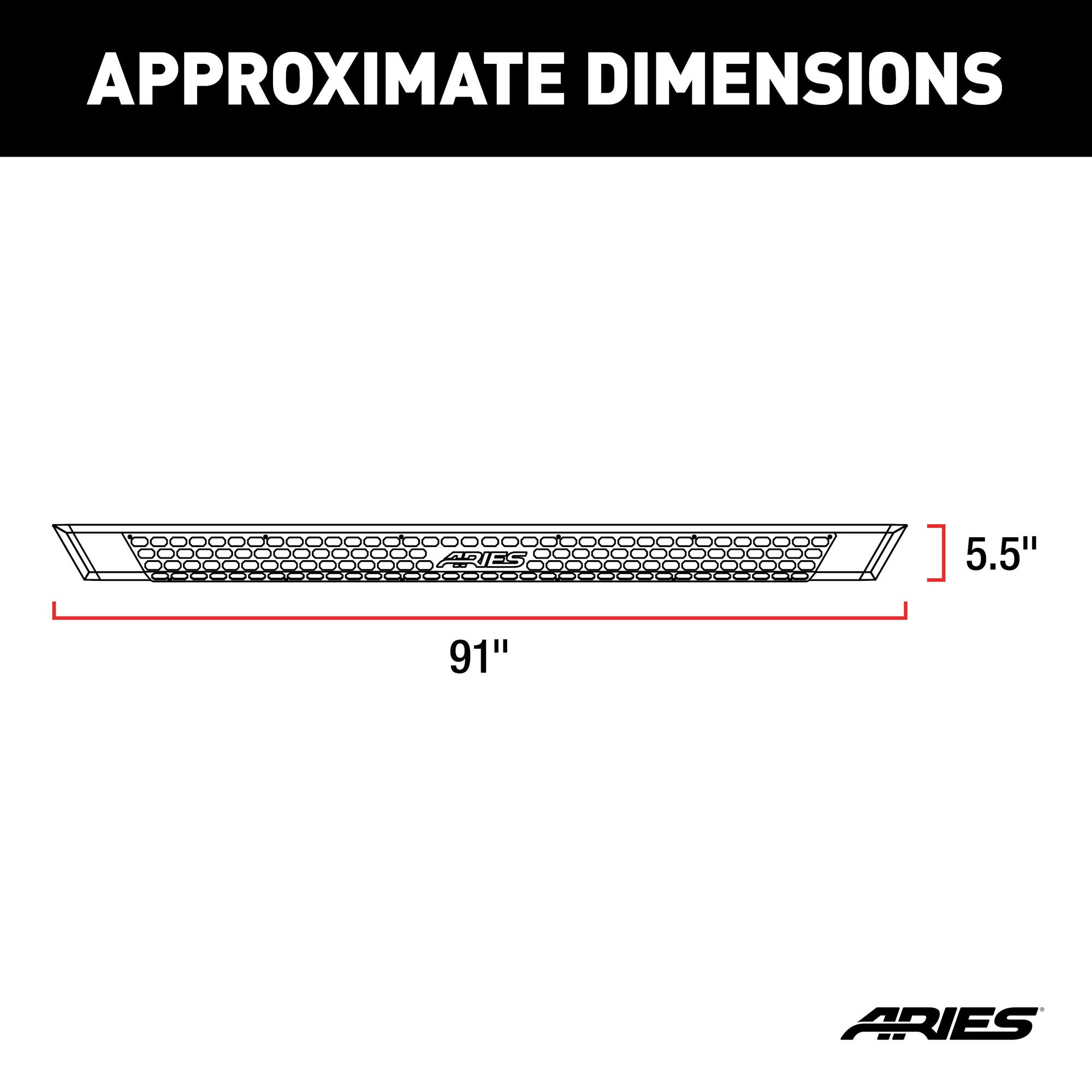 ARIES 2055991 AdvantEDGE Black Aluminum 91-Inch Truck Running Boards - Heavy Duty Side Steps for Pickup Trucks (Brackets Sold Separately) | Perfect for Off-Roading, Work Trucks & Daily Commutes
