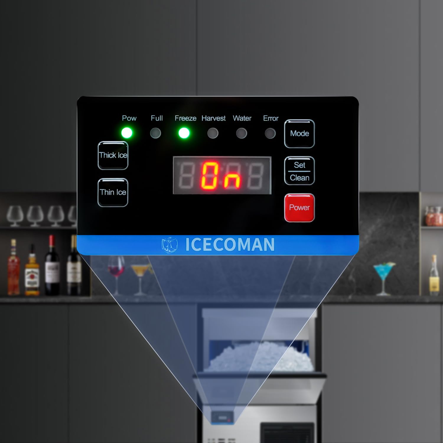 Commercial Ice Maker Machine - Produces 2 Inch Large Ice Cubes with -17℃/1.4℉ Core Temperature, Vacuum Insulated Design, Perfect for Cocktail Bars, Restaurants & Home Use
