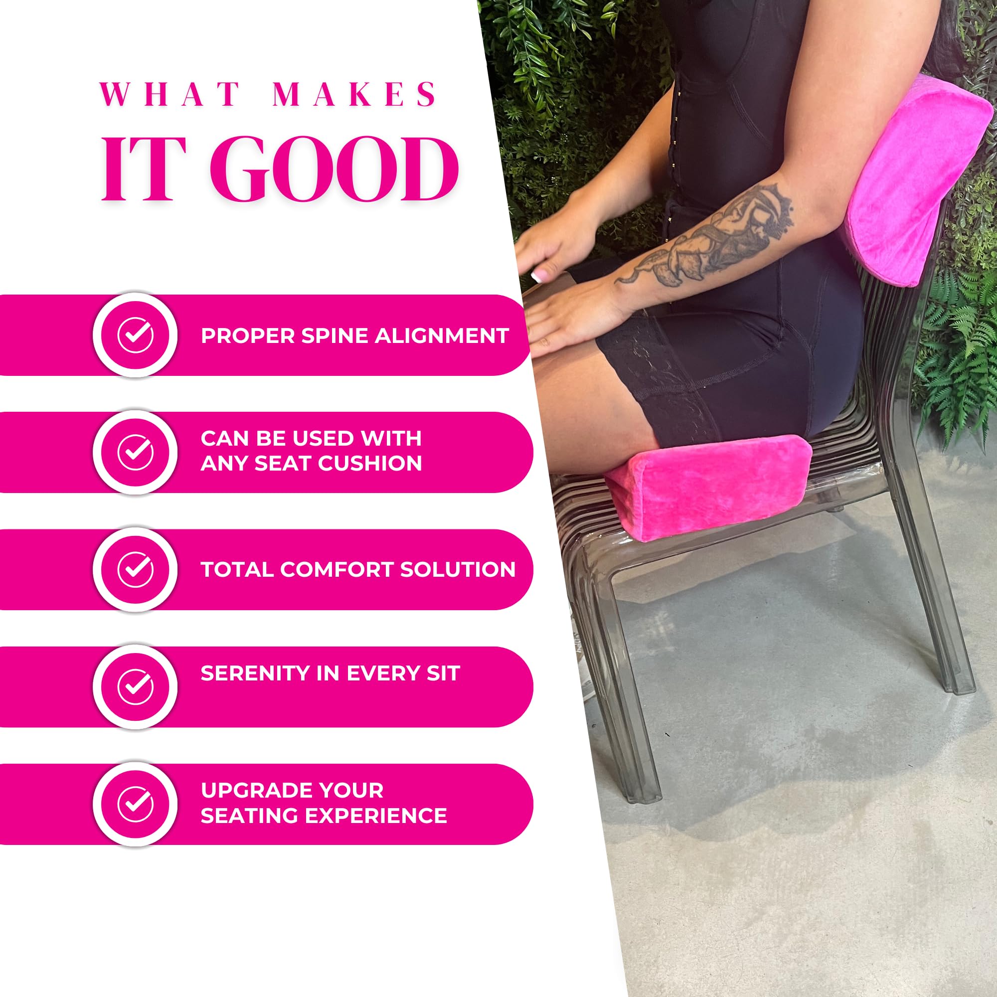 Ergonomic Lumbar Support Pillow for Office Chairs - Detachable & Breathable Lower Back Cushion - Home & Office Comfort - Perfect for Desk Work, Gaming & Long Sitting Sessions (Pink)