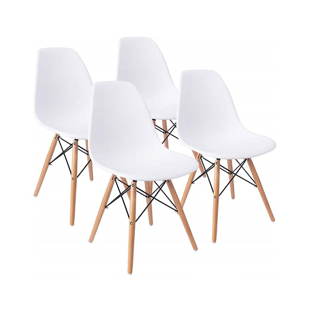 SHENXINCI 4-Piece Living Room Side Chairs Set with Natural Wood Legs & Plastic Armrests - Modern Accent Chairs for Living Room, Bedroom, Kitchen, Dining & Office Waiting Area - Comfortable Seating in 4 Stylish Colors - Perfect for Home Decor, Guest Seating & Small Spaces
