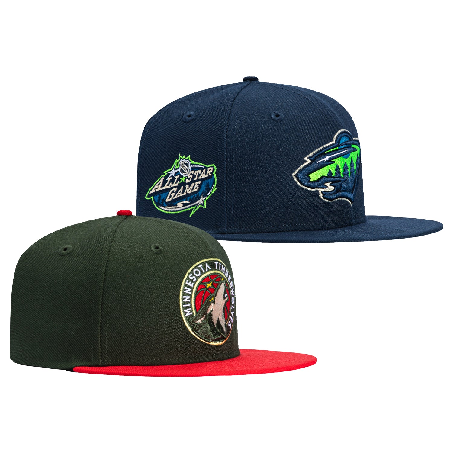 New Era 59Fifty NBA x NHL Crossover Minnesota Pack Snapback Hat - Official Licensed Sports Cap for Basketball & Hockey Fans - Perfect for Game Day, Streetwear & Collectors