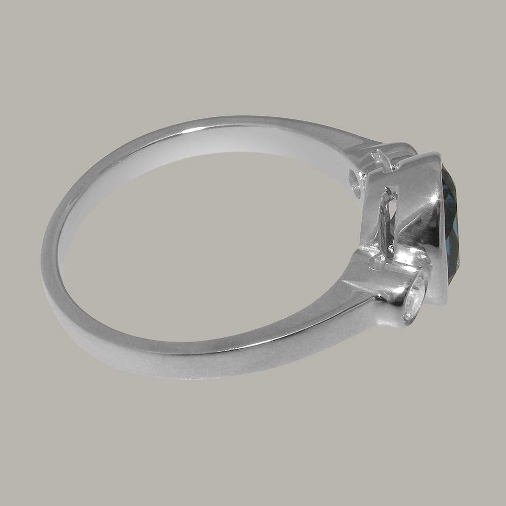 925 Sterling Silver London Blue Topaz & Cubic Zirconia Trilogy Ring for Women - Size 4-12 | Elegant Jewelry Gift for Anniversary, Birthday & Special Occasions