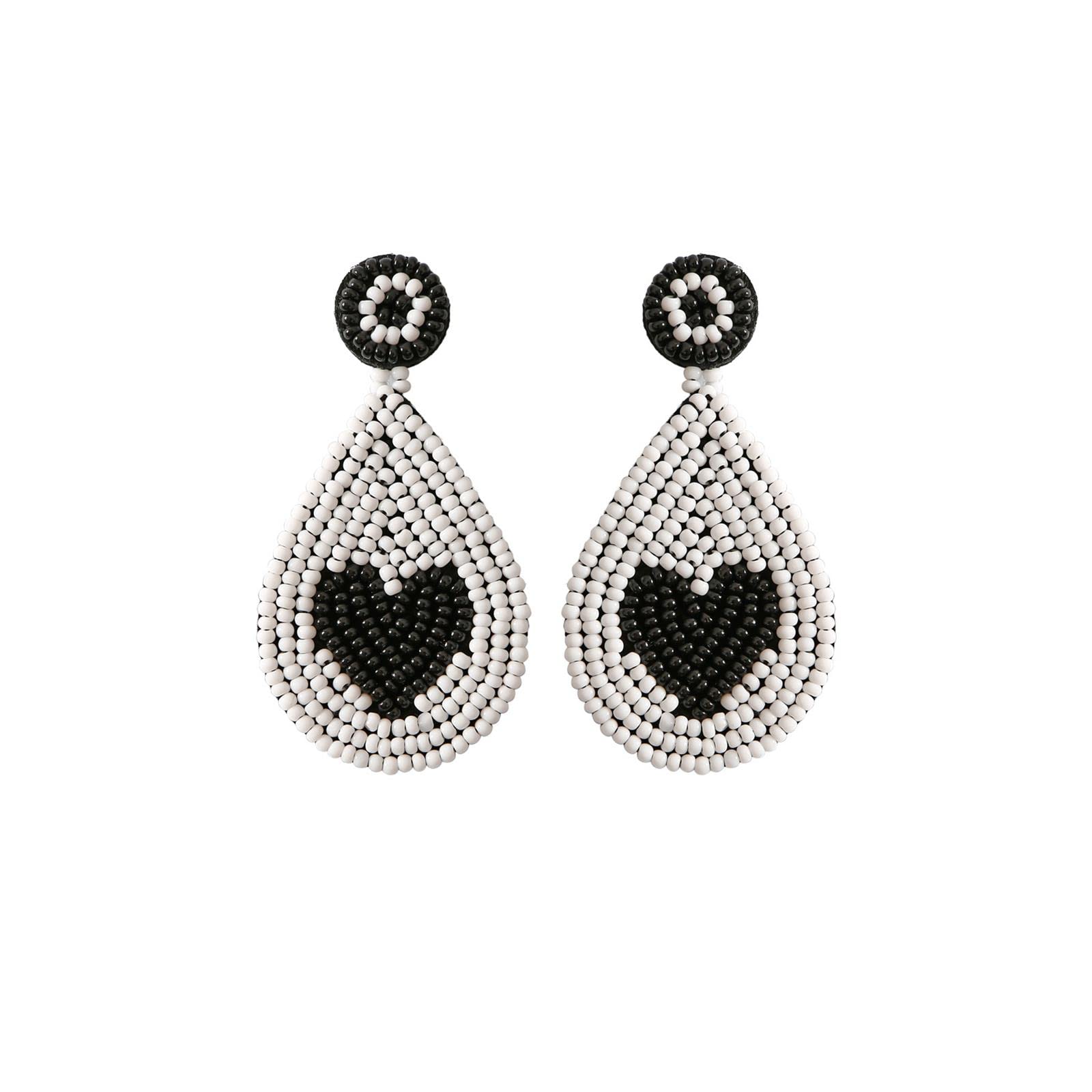 Handmade Bohemian Heart Beaded Drop Dangle Earrings for Women - Teardrop Heart Pattern Statement Jewelry | Perfect for Parties, Weddings & Everyday Wear