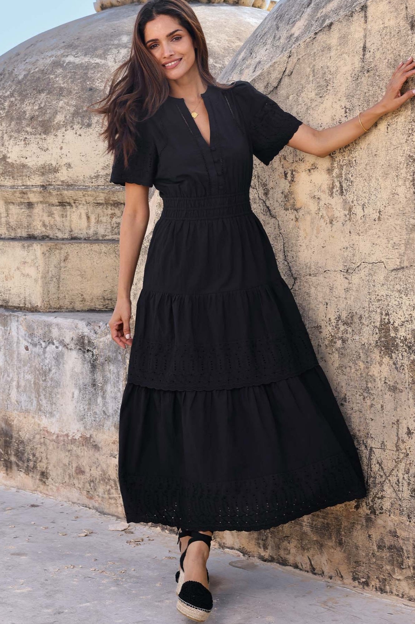 Sienna Embroidered Dress for Women - Elegant Black Floral Lace Maxi Dress | Perfect for Weddings, Parties & Special Occasions