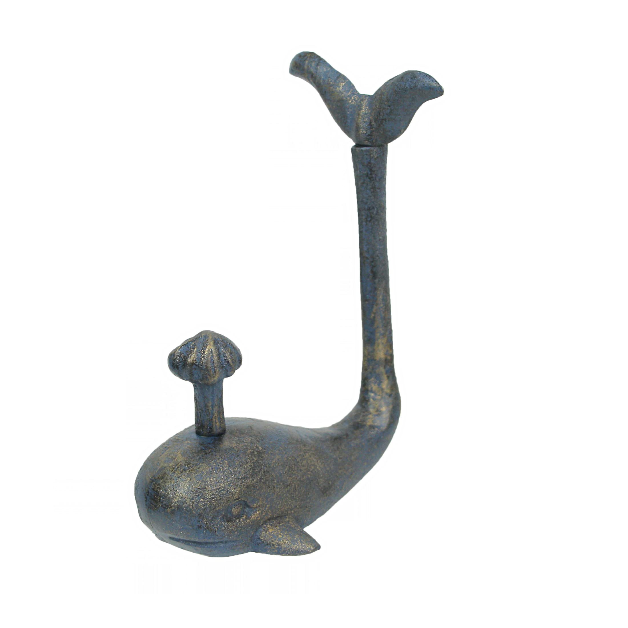 Vintage Cast Iron Spouting Whale Toilet Paper Holder - Rustic Bathroom Decor for Farmhouse, Coastal, or Nautical Theme - Perfect for Home, Office, or Guest Bathroom