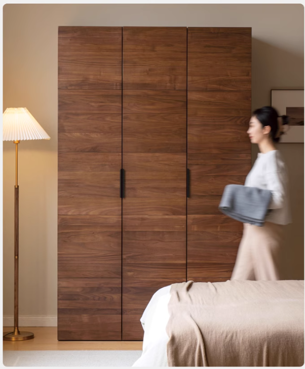 Premium Black Walnut Solid Wood Wardrobe Closet - Spacious Storage for Bedroom, Walk-In Closet & Guest Room Organization