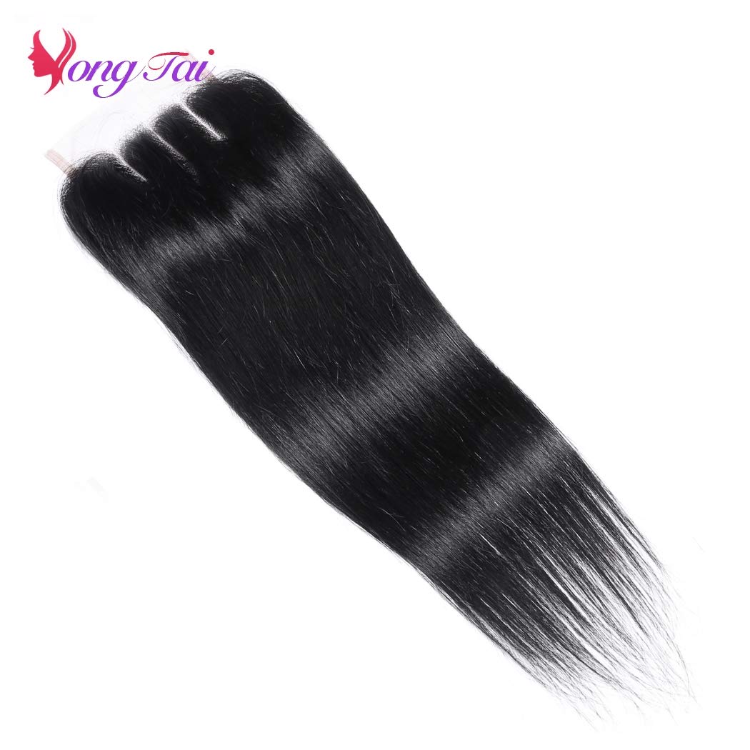 9A Virgin Straight Human Hair Bundles with 3 Part Lace Closure - Unprocessed Malaysian Hair Weave (24