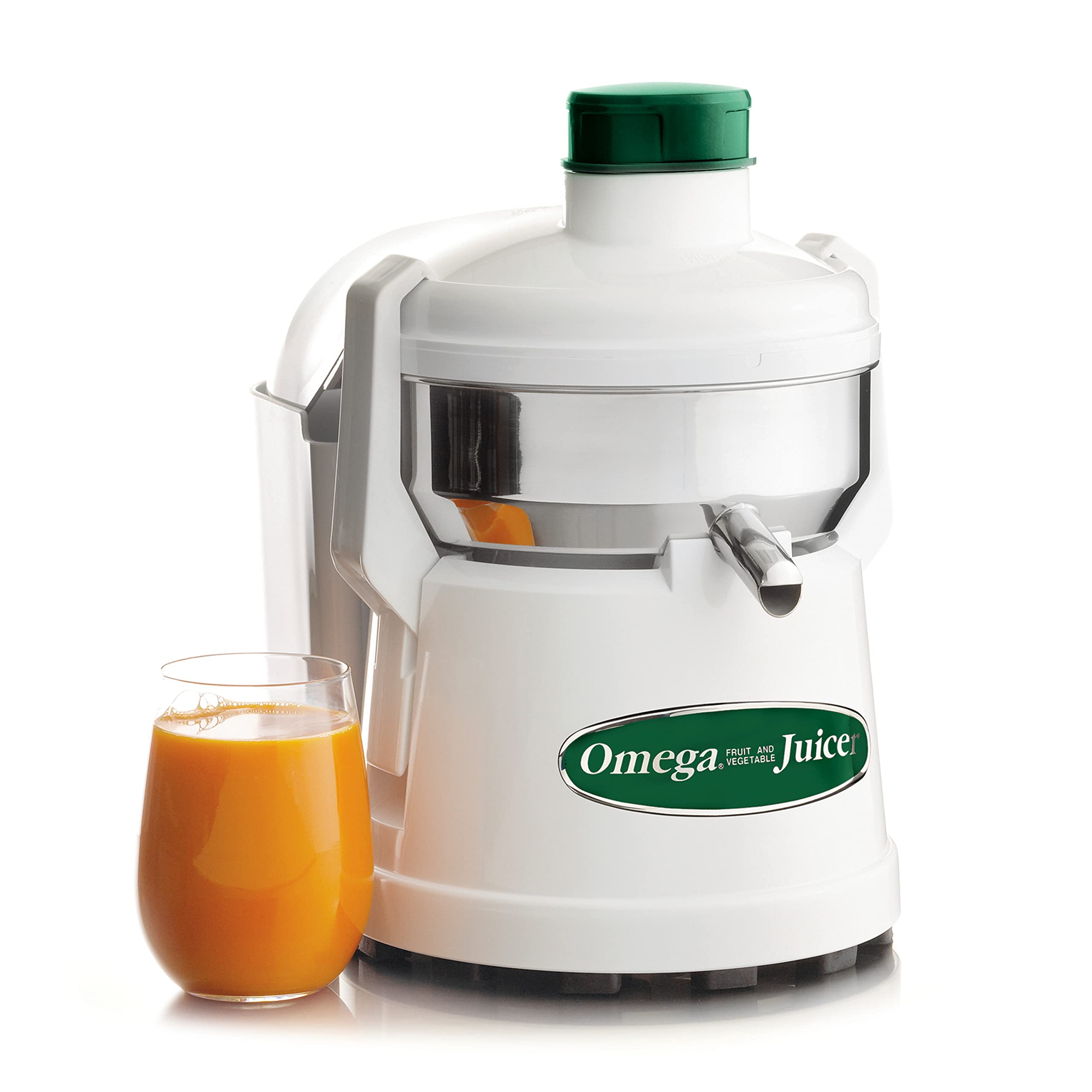 Omega J4000 High Speed Pulp Ejection Juicer - 1/3 HP, 3500 RPM for Juicing Vegetables, Citrus & Fruits - Surgical Stainless Steel Parts & Blade - 250-Watts, White - Perfect for Healthy Smoothies, Detox Drinks & Fresh Juice Bars