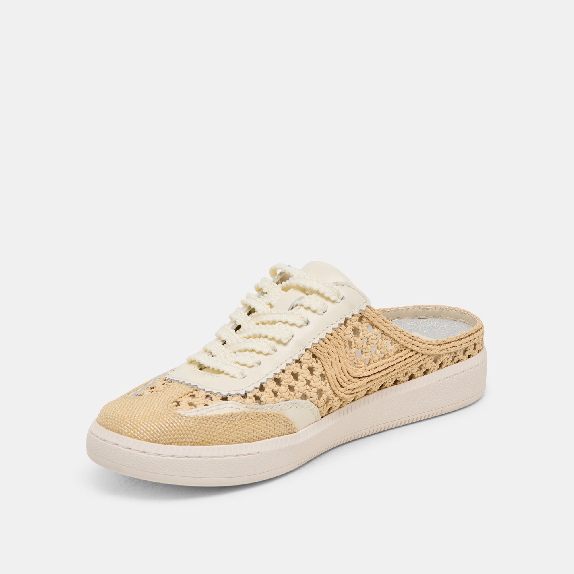 Notice Slide Woven Sneakers Light Natural Woven Raffia - Comfortable Casual Summer Shoes for Beach, Pool, and Outdoor Wear