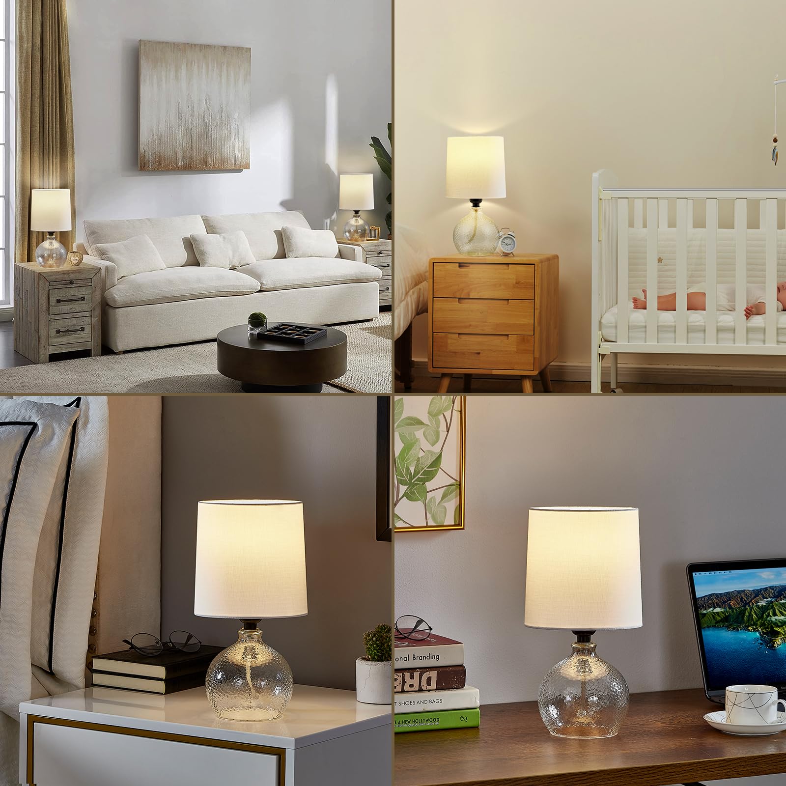 Modern Glass Table Lamps Set of 2 - 13.5