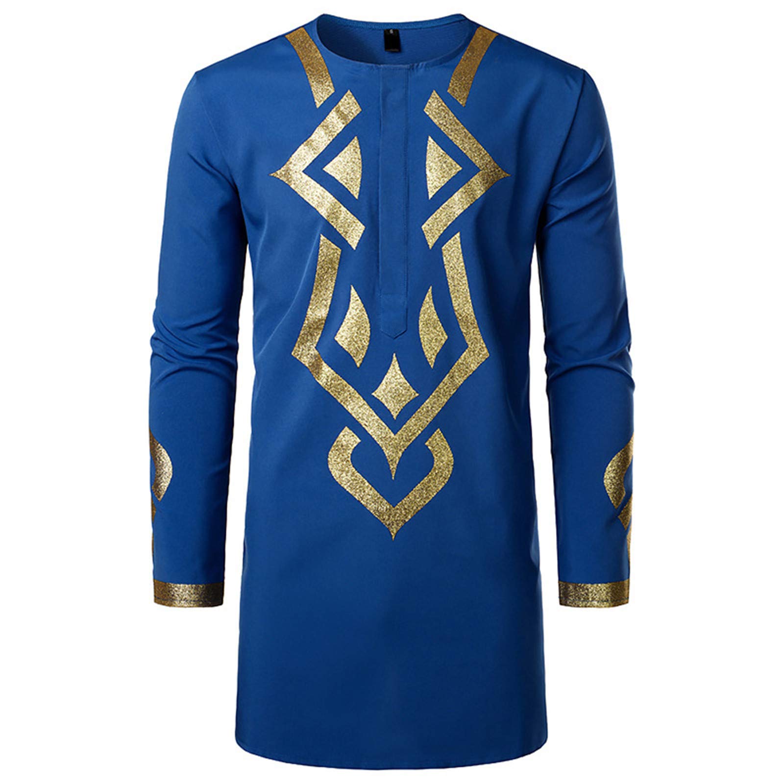 African Dashiki Shirt for Men - Black Long Sleeve Ethnic Totem Print Streetwear | Tealun Authentic African Clothing | Perfect for Cultural Events, Parties & Casual Wear