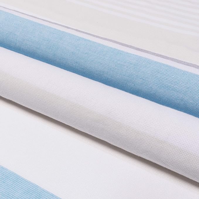 Meera Stripe Fouta 4-Piece Beach Towel Set with Tassels - Soft, Absorbent & Quick-Drying - Perfect for Pool, Beach, Yoga & Spa Days