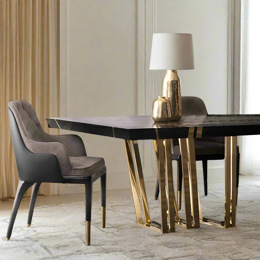 Luxury Bronze Marble Dining Table - Modern Round Kitchen Table for Dining Room, Restaurant & Home Decor - Elegant Centerpiece for Family Gatherings & Dinner Parties
