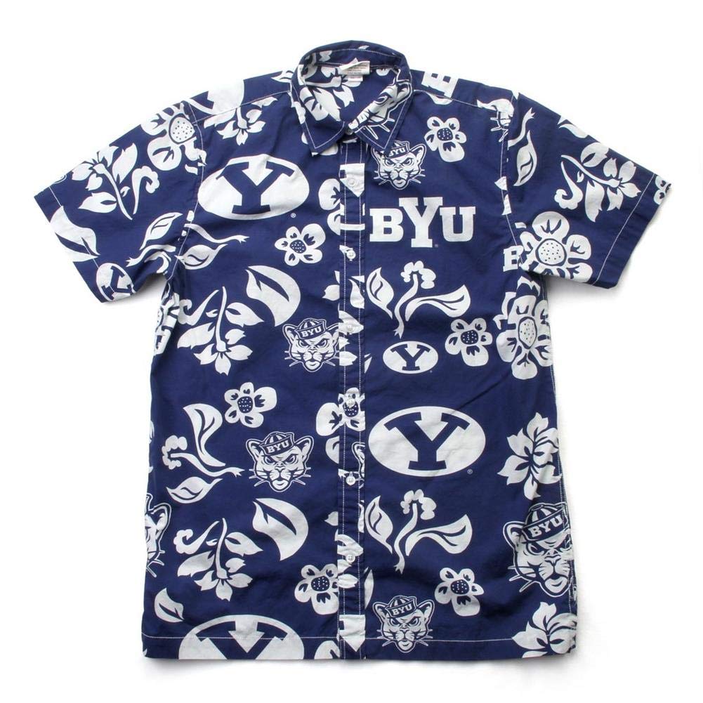 BYU Brigham Young University Floral Button-Up Shirt for Men - Stylish Hawaiian Beach Shirt for Summer Vacation & Casual Outings