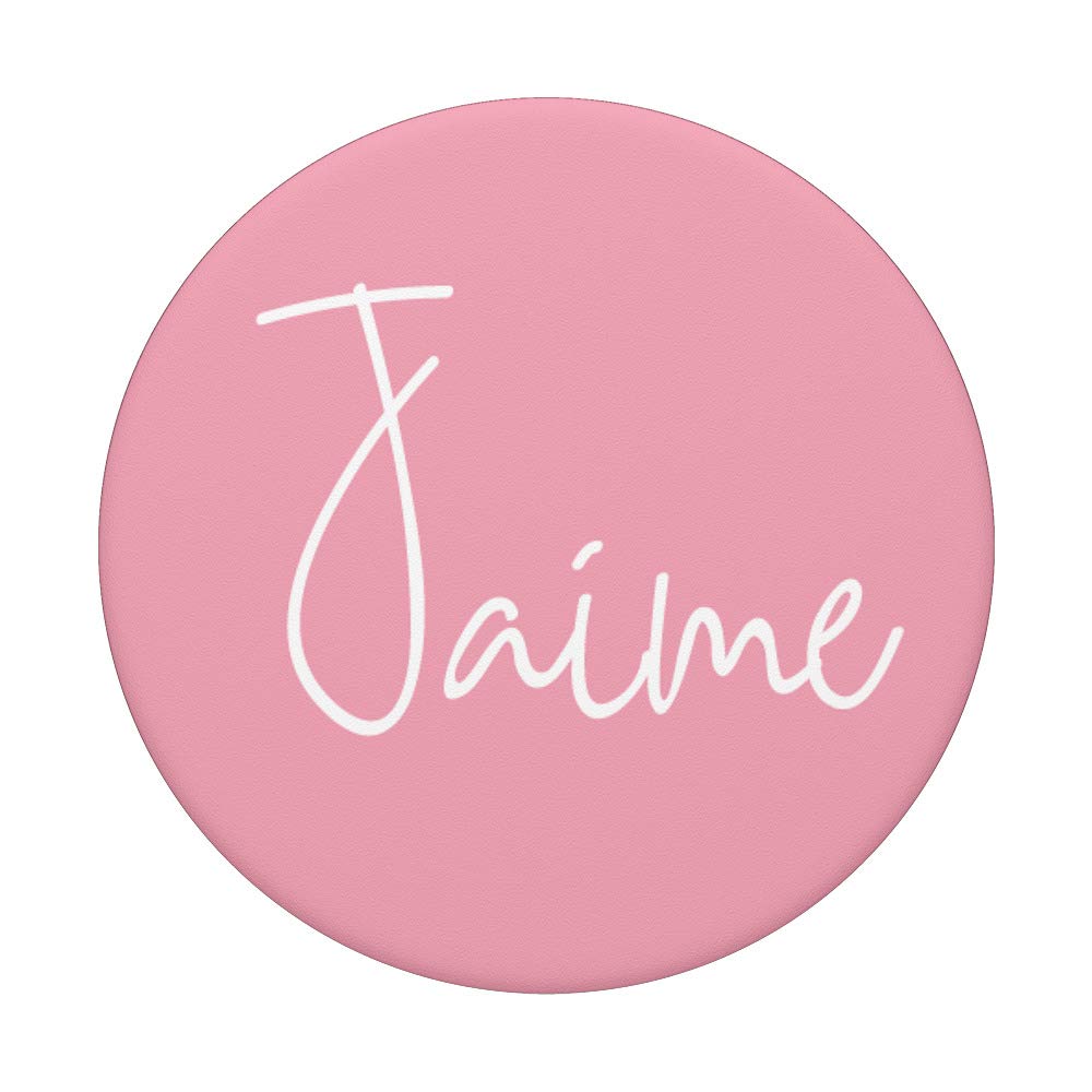 Jaime Name Personalized Girl Name White on Pink - Jaime PopSockets PopGrip: Swappable Phone Grip for iPhone, Samsung & Tablets | Perfect Gift for Girls, Teens & Women | Use for Phones, iPads, Gaming Devices & More