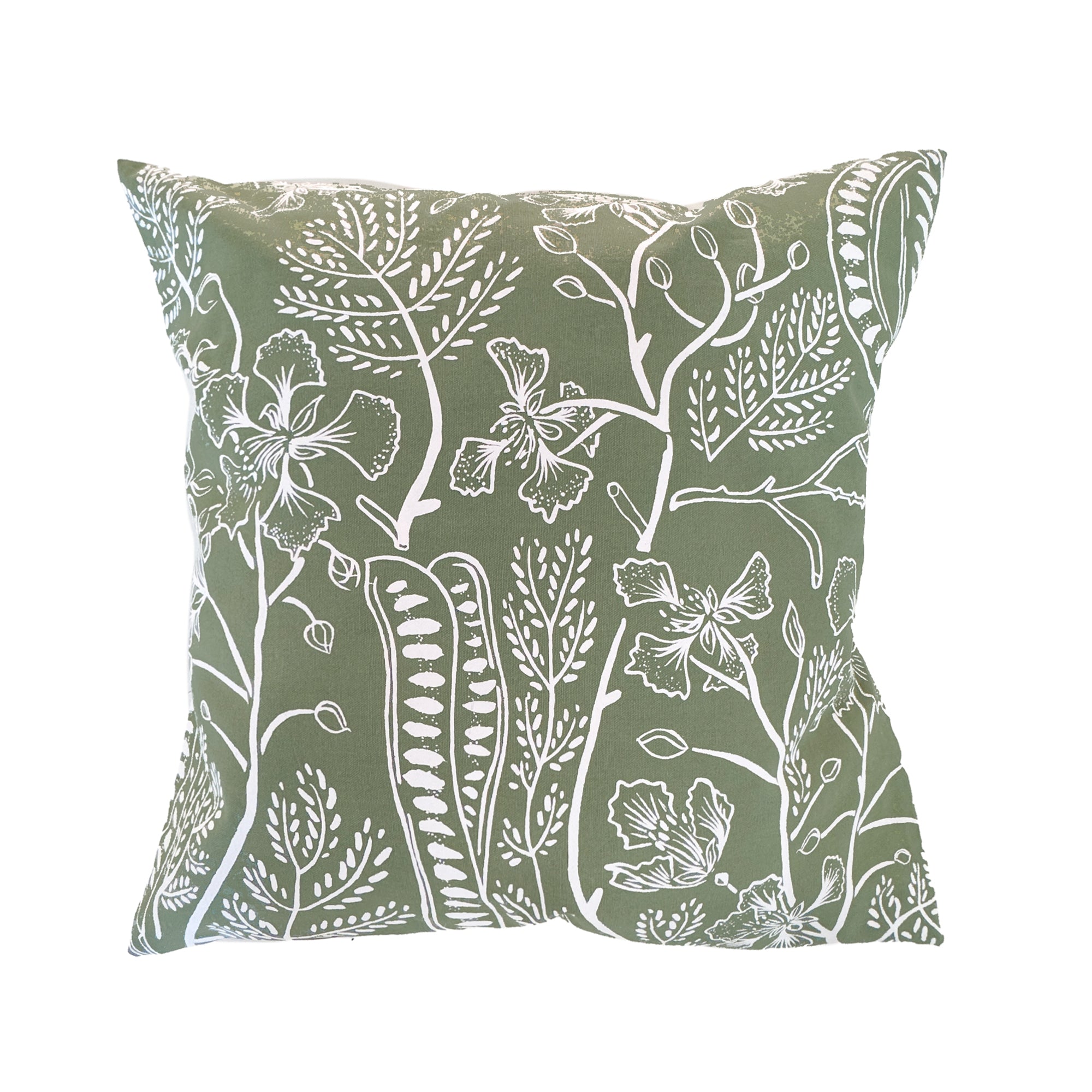 Masamba Floral Cushion Cover - Flamboyant Green Bohemian Pillow Case for Sofa, Bed & Home Decor - Perfect for Living Room, Bedroom & Boho Chic Interior Design