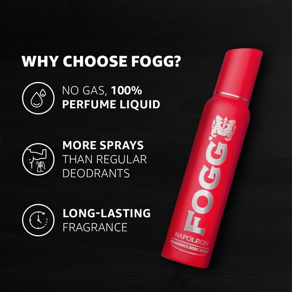 Foggs Napoleon No Gas Deodorant for Men - Long Lasting Fragrance Body Spray, 150ml | Fresh Scent for Daily Use, Gym & Outdoor Activities