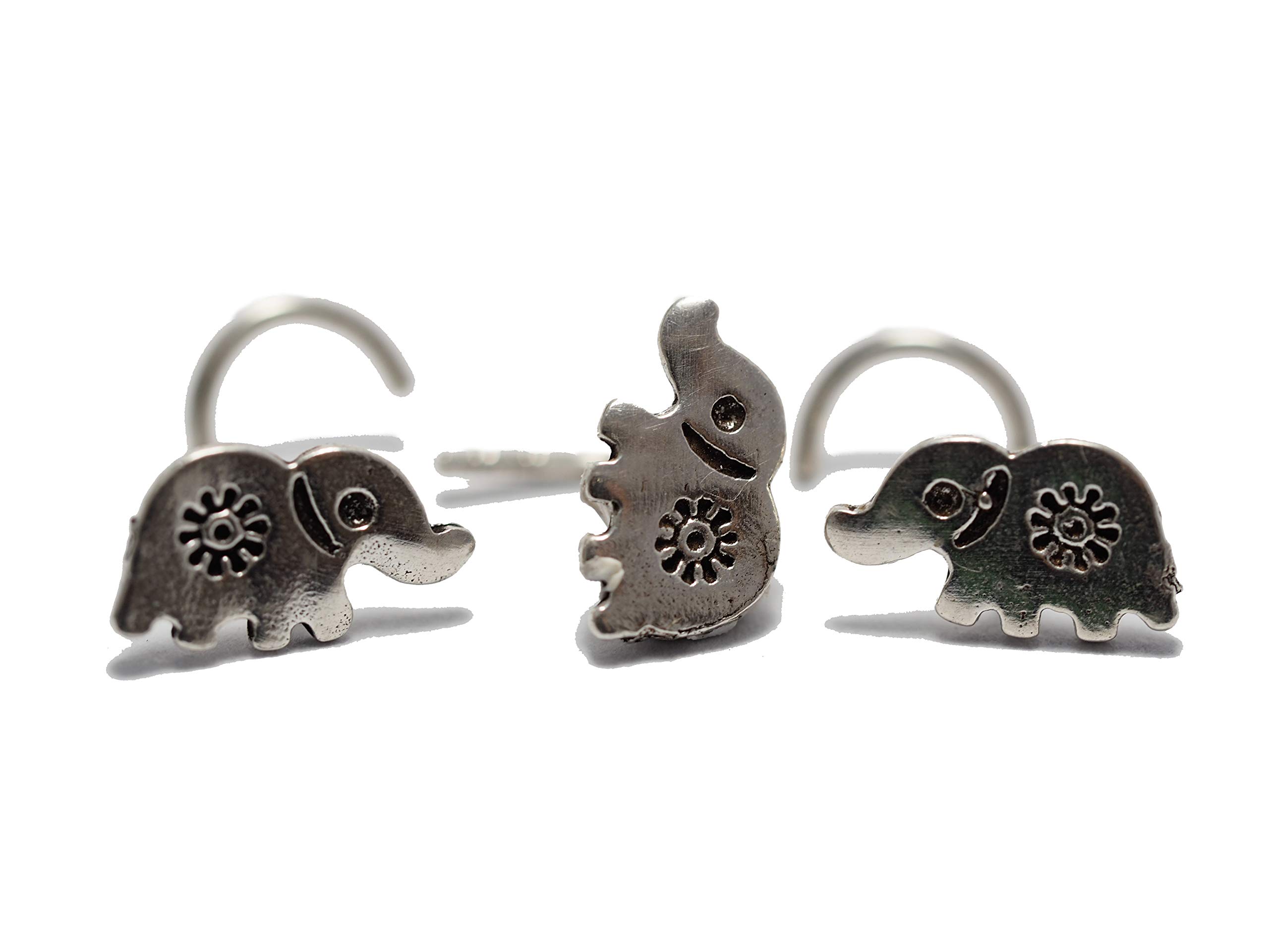 18 & 20 Gauge Elephant & Calf Nose Ring Studs - Surgical Steel Nose Screw Body Jewelry for Piercing - Perfect for Everyday Wear & Special Occasions