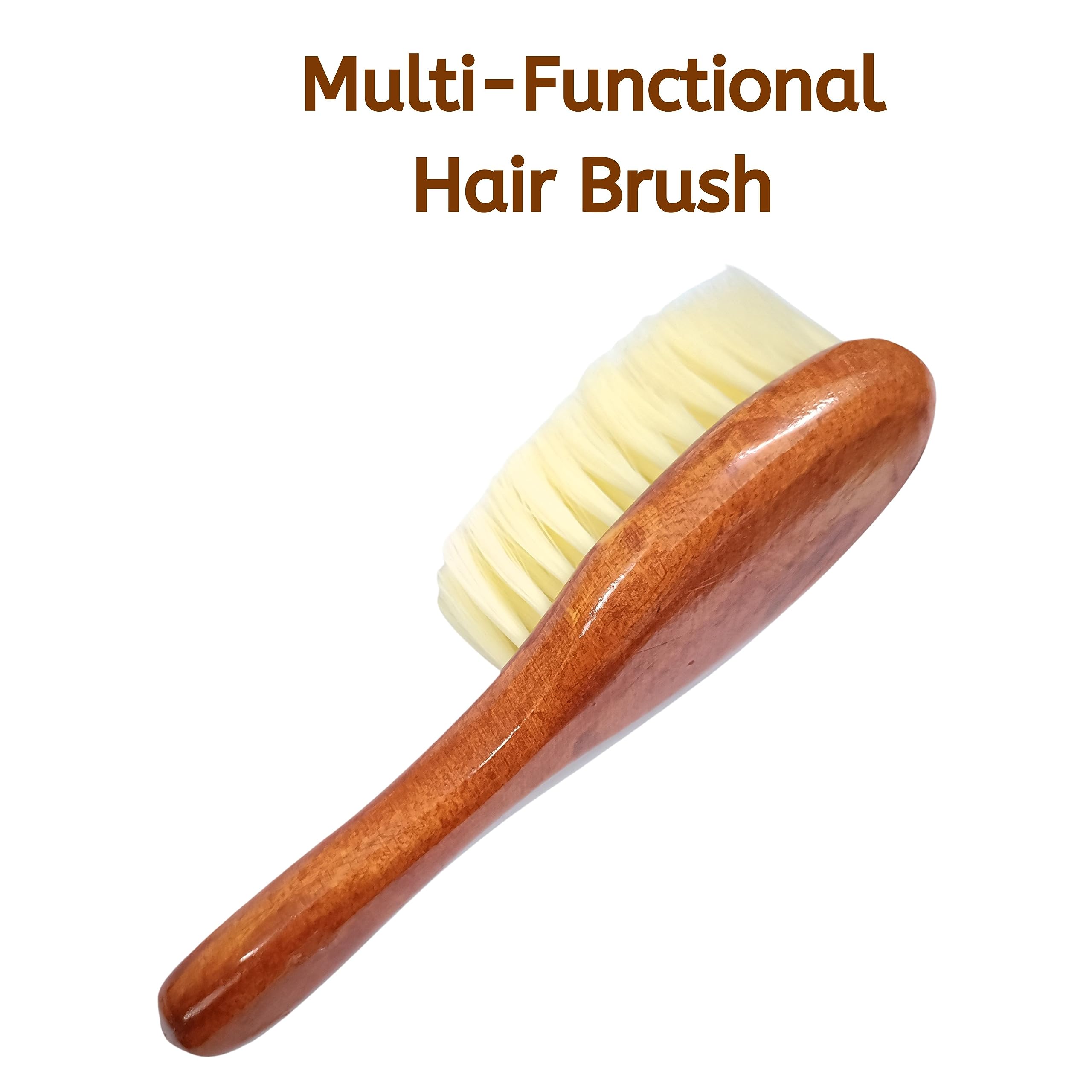 GuitarGoo® Wooden Handle Hair & Beard Brush - Soft Bristles for Barber, Salon & Home Use - Gentle Detangling & Styling Tool (Pack of 1) - Perfect for Haircuts, Grooming & Daily Styling