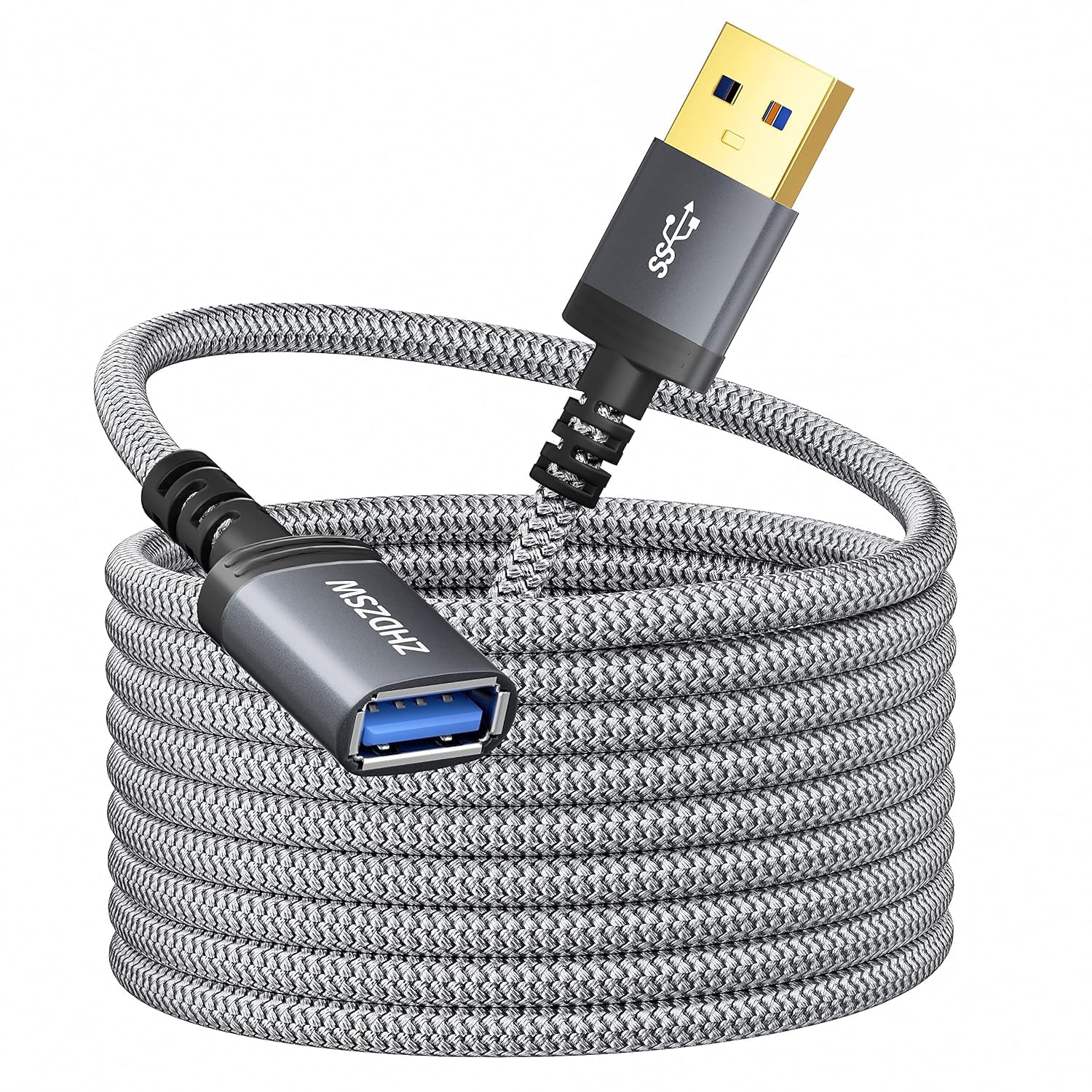 Kiuet USB 3.0 Extension Cable 3M (10ft) - High Speed Braided USB A Male to Female Extender - Compatible with Keyboards, Mice, Xbox, Flash Drives, Printers - Perfect for Home Office, Gaming Setup & PC Accessories