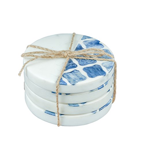 Rnd Marble W/ Blue Inlay