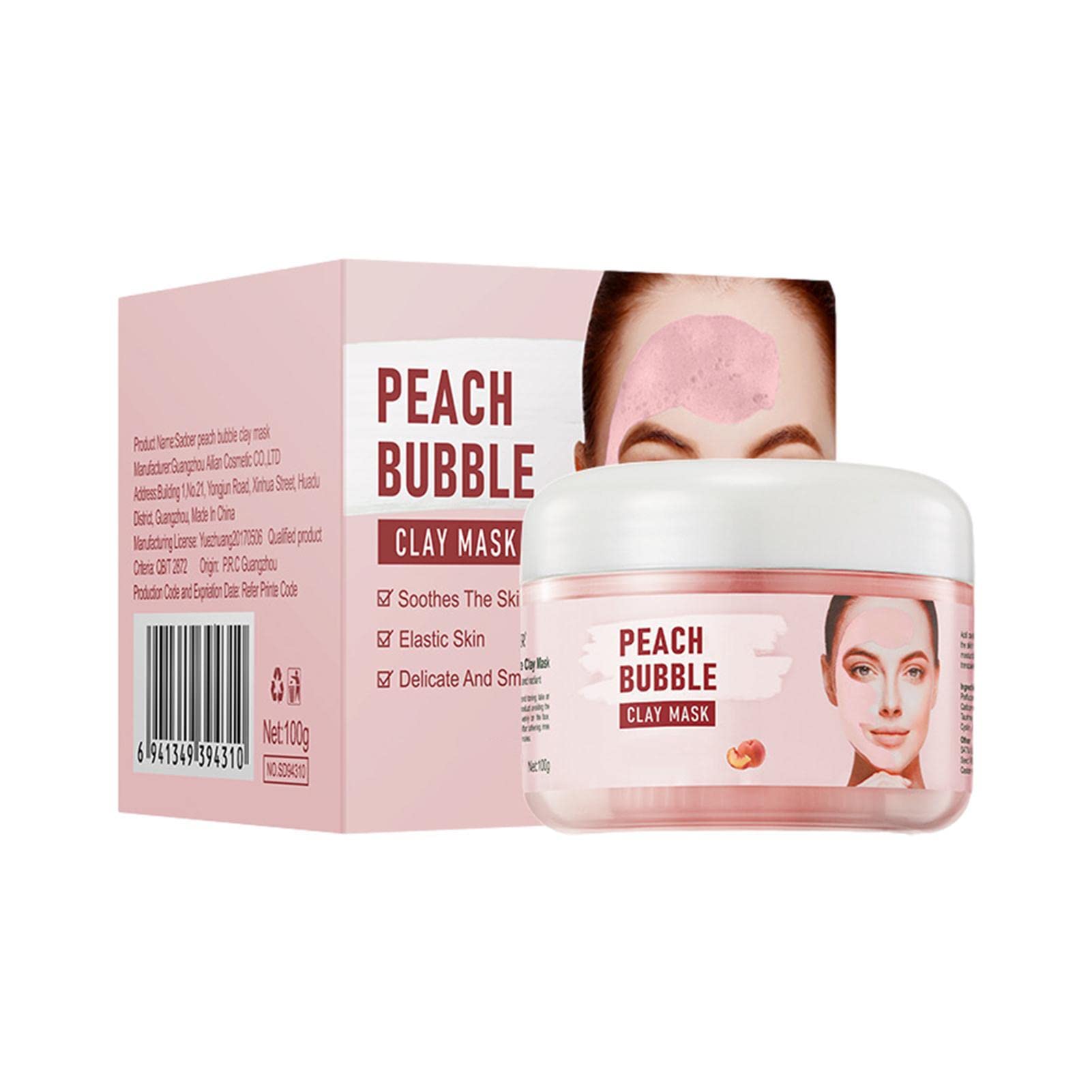 Cucumber Peach Bubble Cleansing Mud - Deep Pore Cleanser & Pore Reducer for Face | Blackhead Removal, Oil Control & Skin Brightening | Perfect for Daily Skincare & Spa Nights