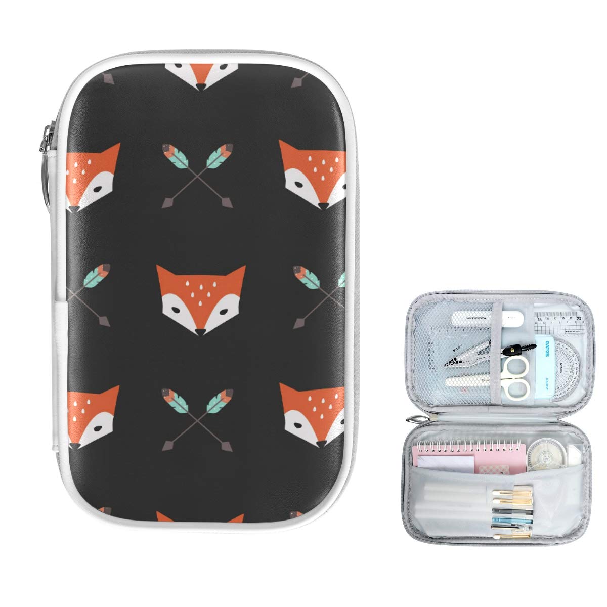 ZZKKO Fox Arrow Pencil Case - Cute Zippered Pouch for Pens, School Supplies & Makeup | Perfect for School, Office & Travel Organization
