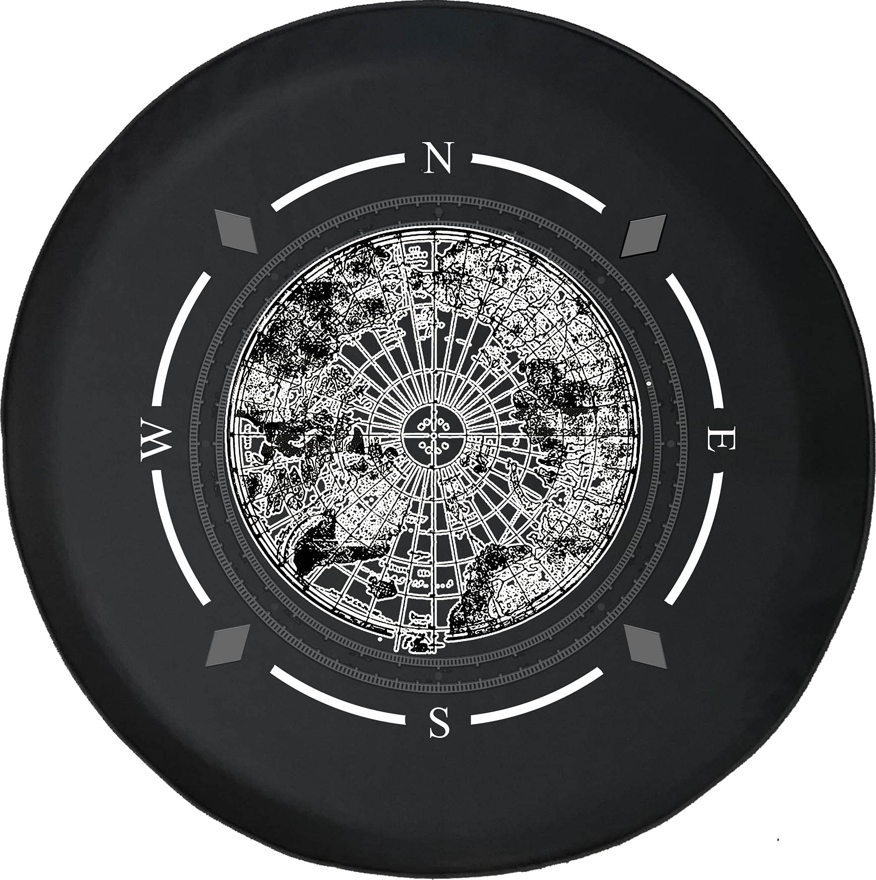American Unlimited Spare Tire Cover with Compass Design - Ancient World Globe Pattern Wheel Cover for SUV, Trailer, RV & Most Vehicles | Durable Off-Road Accessory for Adventure Travel & Camping