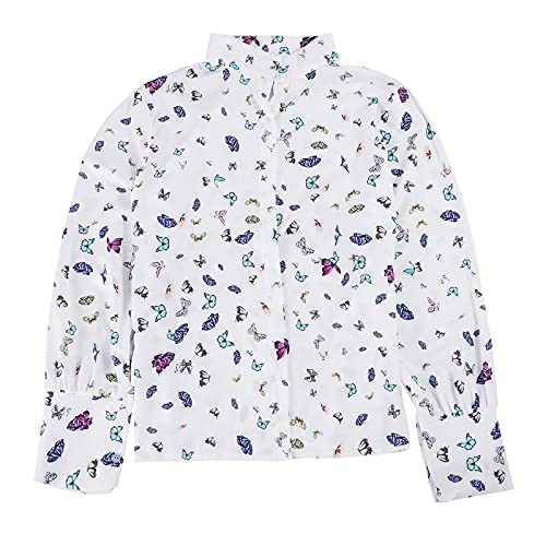 Slimming Stand-Up Collar Women's Fashion Tops - Digital Printed Blouse for Women, Dressy Shirt (White, XL) - Perfect for Office Wear, Parties & Casual Outfits