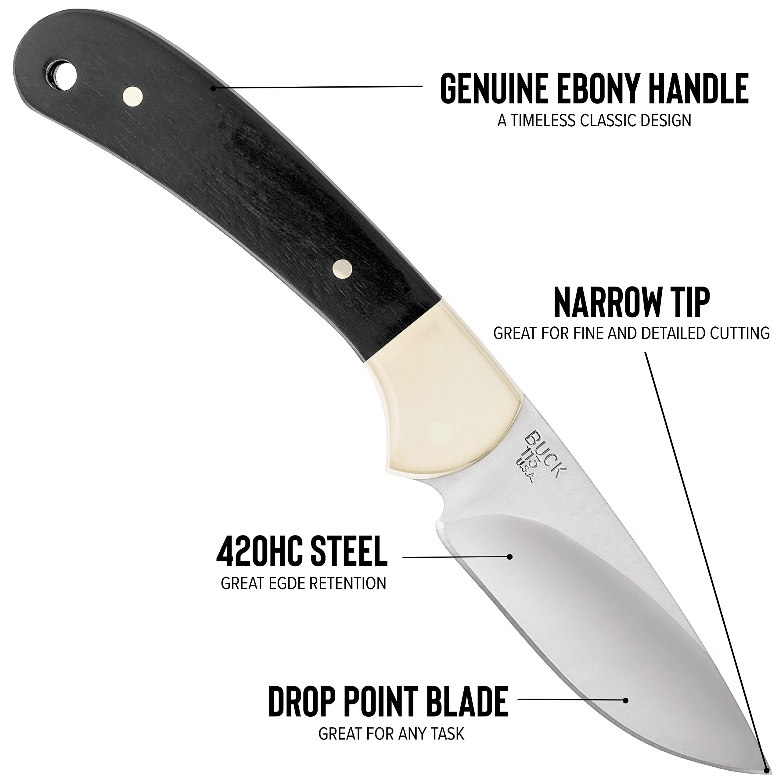 Buck Knives 113 Ranger Skinner Fixed Blade Hunting Knife - 3 1/8