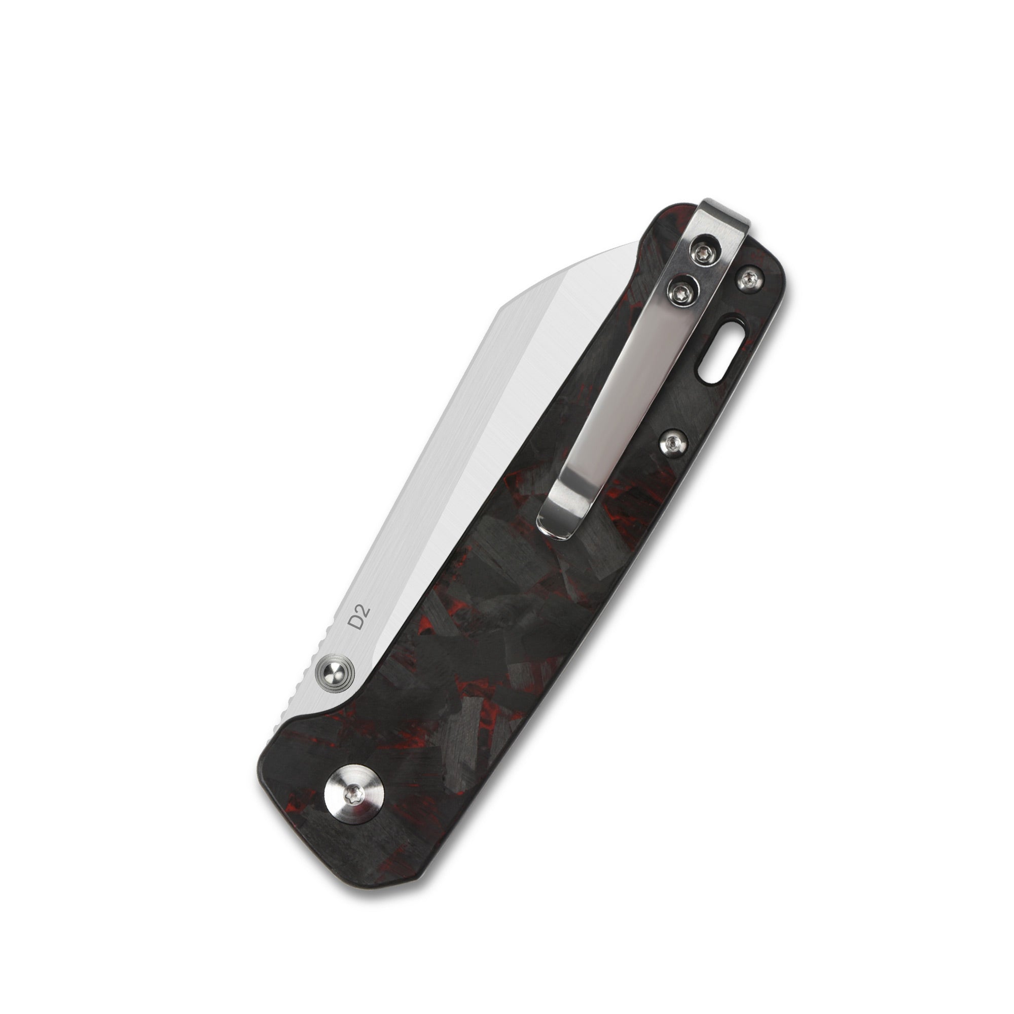 QSP Penguin QS130 TRD Folding Knife with Shredded Carbon Fiber Handle - EDC Pocket Knife for Outdoor, Camping, Hiking & Everyday Carry