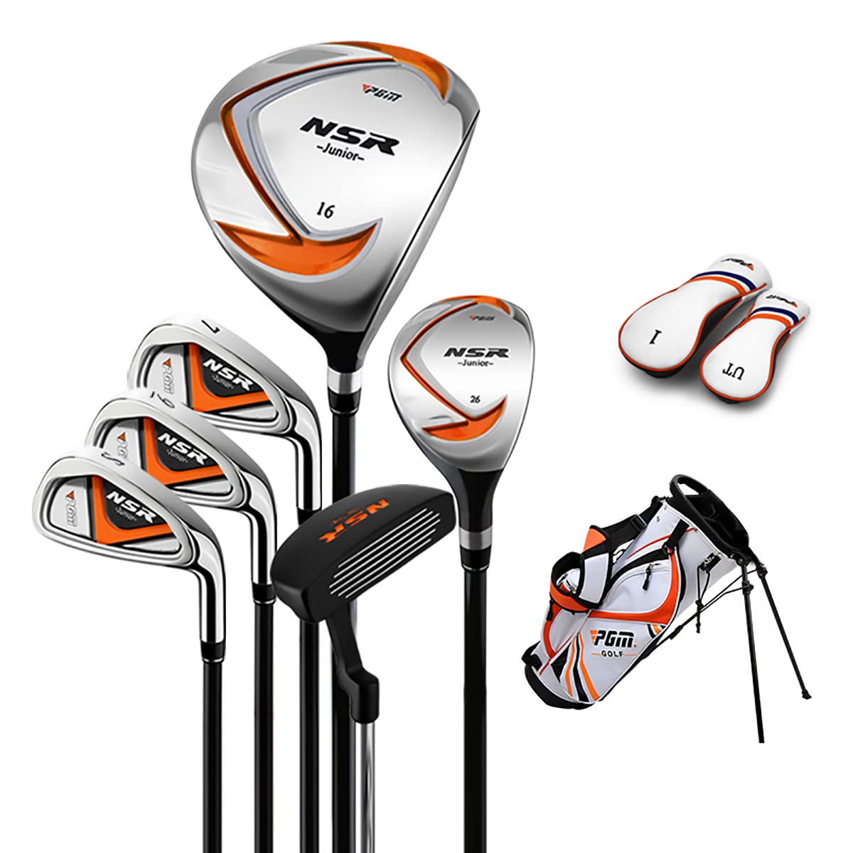 PGM Junior Golf Club Complete Set - Right Handed 6-Piece Kids Golf Clubs with Driver, Hybrid, 7 & 9 Irons, Wedge, Putter & Stand Bag for Boys & Girls | Perfect for Youth Golf Training, Junior Tournaments & Outdoor Family Activities