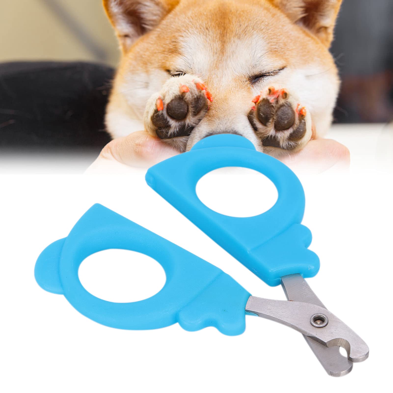Professional Dog Nail Grinder - Safe Half Moon Design, Portable Stainless Steel Pet Nail Trimmer for Dogs & Cats (Blue) | Gentle Grooming at Home for Small & Medium Pets