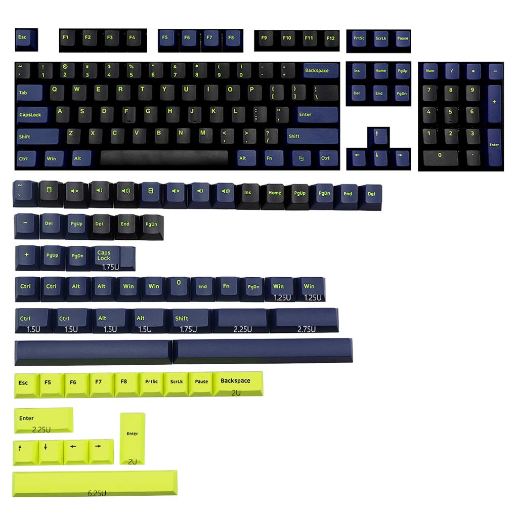 Kingjinglo 160 Keys Cherry Profile Keycaps - Double Shot Thick PBT Keycap Set for Mechanical Keyboards - Perfect for Night Running, Gaming & Typing