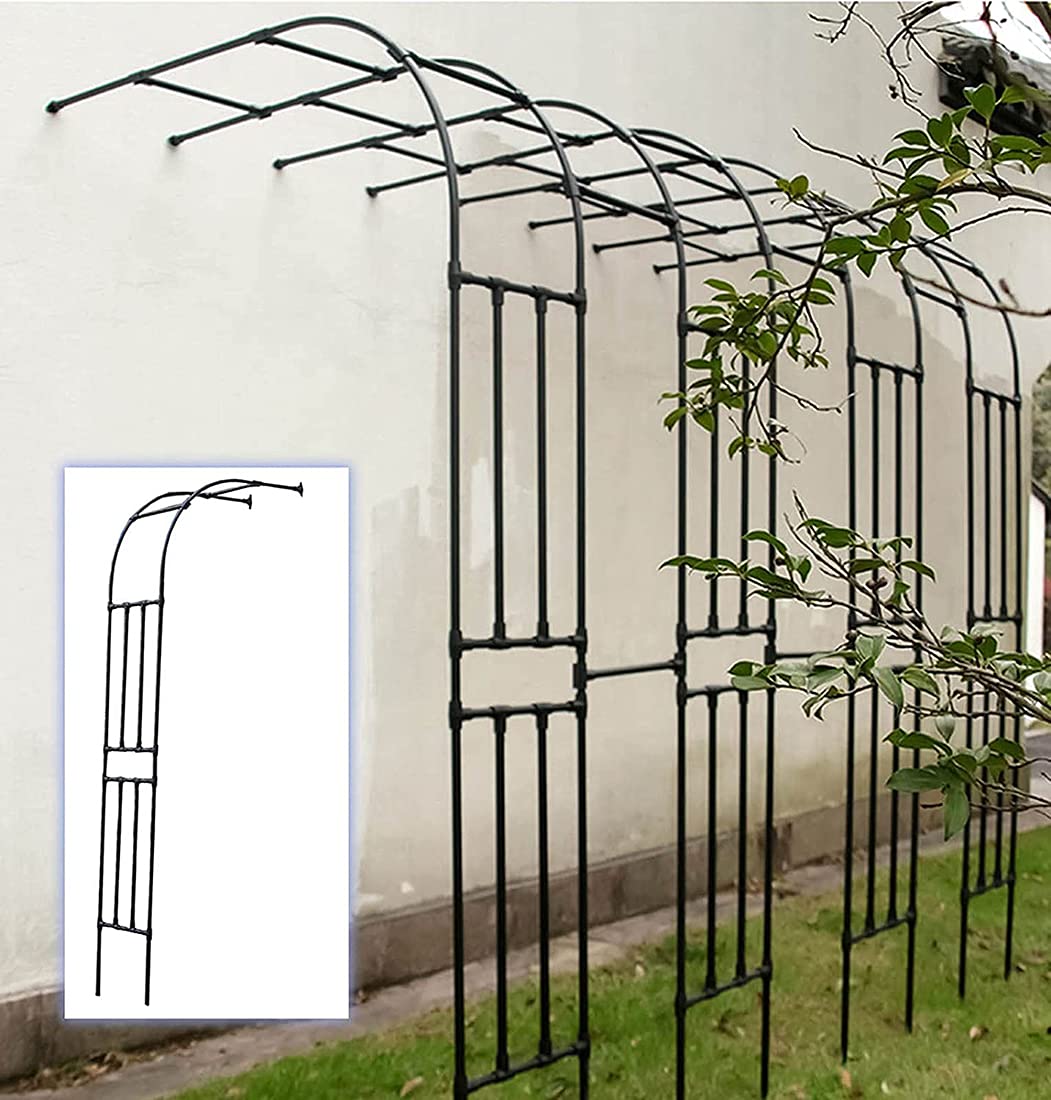 YLTXZSFXY Metal Garden Arch Trellis for Climbing Roses - 150x240cm (59.1x94.5in) Height 240cm - Sturdy Rose Column Support with Half Arch Design - Perfect for Vine Plants, Wedding Decor & Outdoor Garden Landscaping
