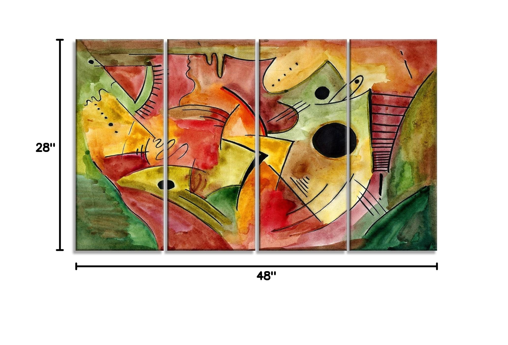 Designart Stimulating Mood Abstract Metal Wall Art - Modern 4 Panel Decor for Living Room, Bedroom & Office - 48x28 Inches - MT6871