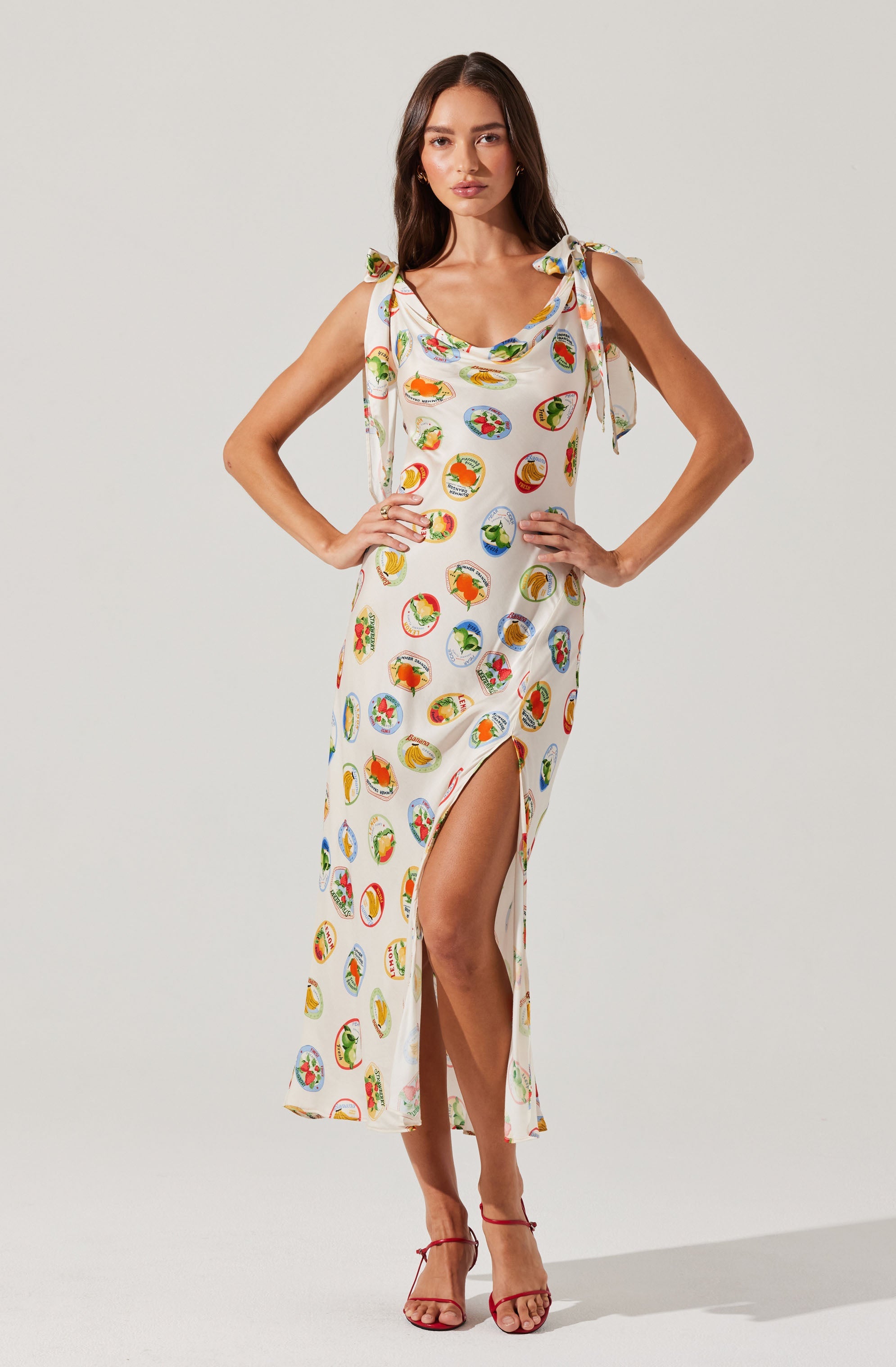 Allexina Women's Satin Cowl Neck Midi Dress - Elegant Party & Evening Wear for Special Occasions