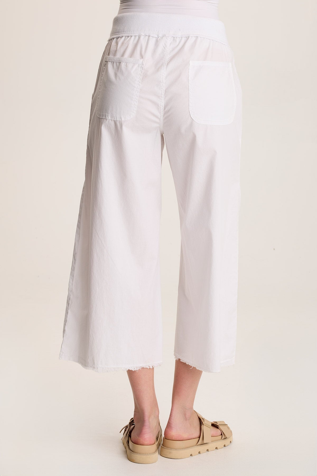 Seaver Women's Poplin Wide Leg Crop Pants - Comfortable High Waist Casual Trousers for Summer, Work, and Travel