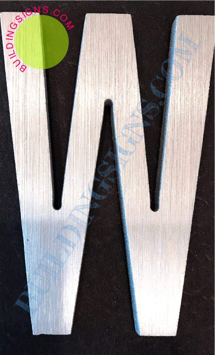 2.75 Inch Aluminum Letter W Sign - Brush Silver Finish, Double Sided Tape, Rust Free - Elegant Door Number & Artist Brush Style - Perfect for Home Decor, Office Signage, and Wedding Decorations