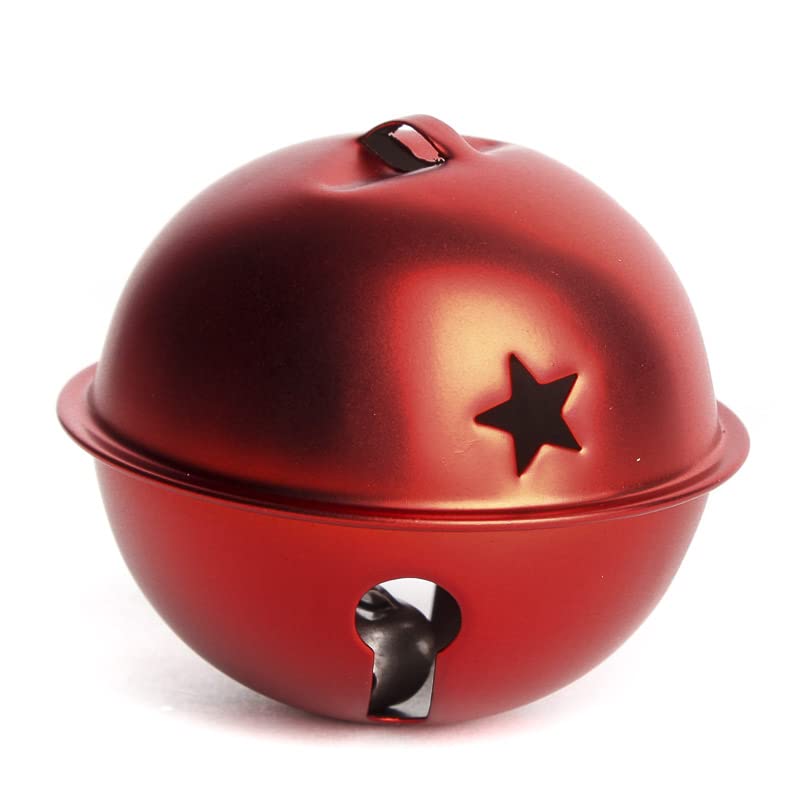 6-Pack Metallic Matte Red Star Cutout Sleigh Bells - Christmas Holiday Decorations for Tree, Wreaths & Festive Displays - Factory Direct Craft