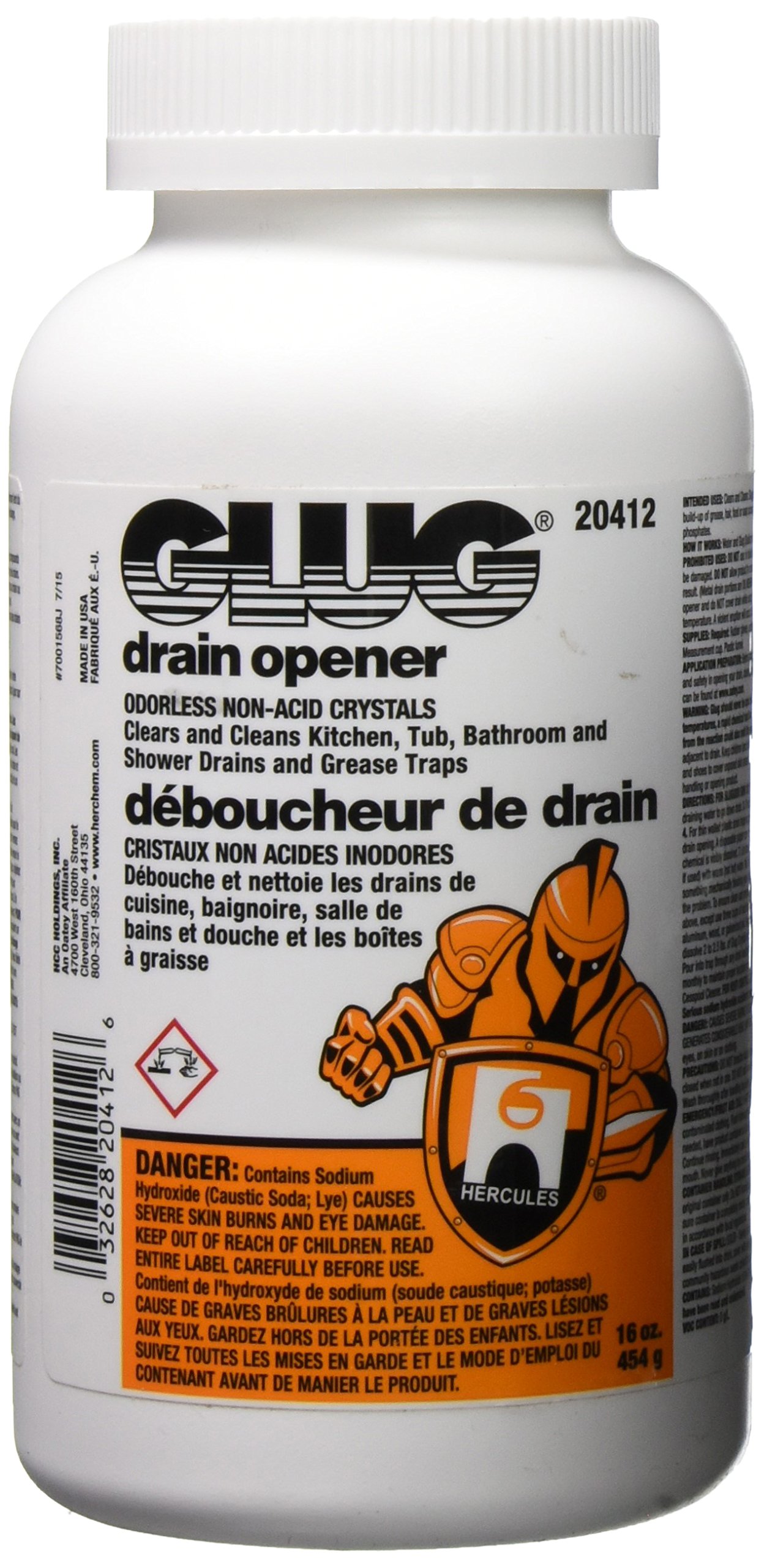 Oatey 20412 Drain Opener Crystals 16oz - Fast Clog Removal for Kitchen & Bathroom