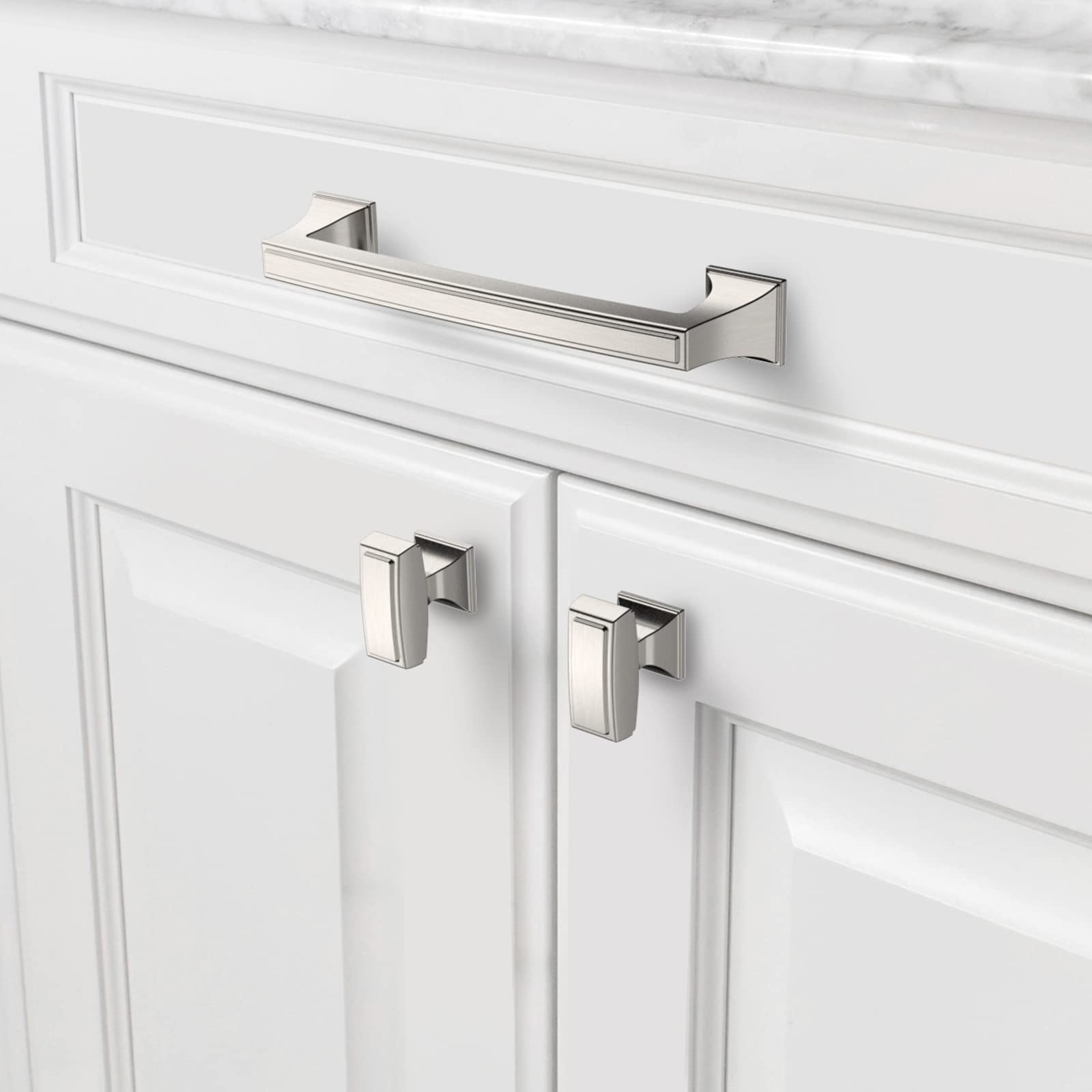 Asidrama 30 Pack 5 Inch (128mm) Brushed Satin Nickel Cabinet Handles - Modern Kitchen & Bathroom Hardware for Drawers, Cupboards, Dressers & Furniture (Easy Installation, Durable Finish)