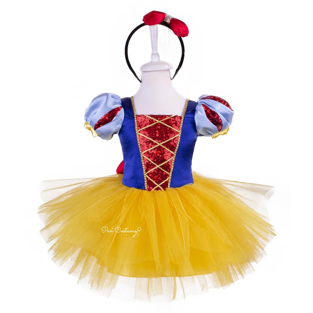 Snow White Baby Costume for Girls | Disney Princess Birthday Dress & Party Gown with Tutu Skirt | Toddler Dress 1T US Size | Perfect for Halloween, Birthday Parties & Photo Shoots